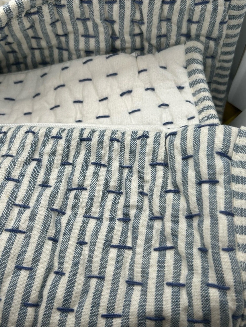 Pottery Barn Wheaton Pick Stitch Quilted Sham, Cotton Linen - Picture 2 of 3
